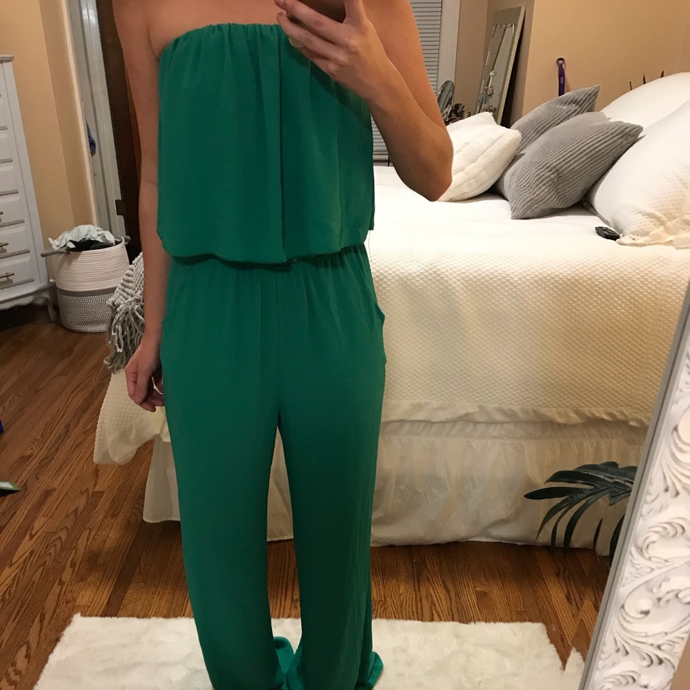 COPY - Never Worn Green Strapless Jumpsuit